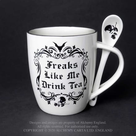 Alchemy England Freaks Like Me Drink Tea Kop wit-zwart Porselein -