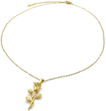 Ketting met Roos - RVS - Lengte 39-44 cm - Goudkleurig