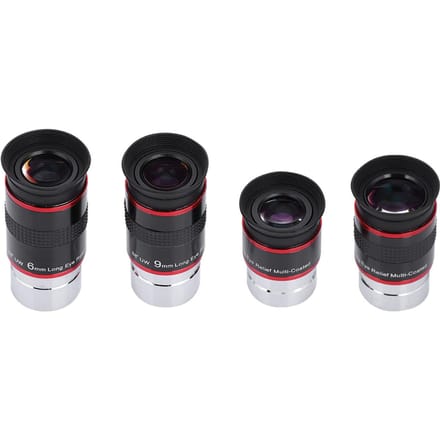 1.25  68 degrees  Ultra Wide Angle FMC Eyepiece Kit 6+9+15+20mm for Astro Telescope black