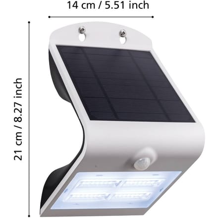 EGLO Lamozzo zonne-LED wandlamp, wit, hoogte 21 cm, sensor