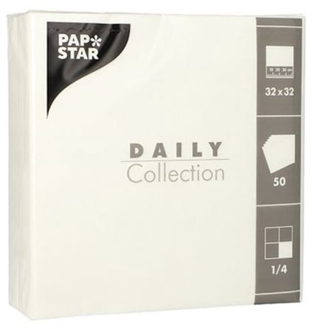 PAPSTAR lunchservetten, 320 x 320 mm, 3-laags, wit, 50 stuks