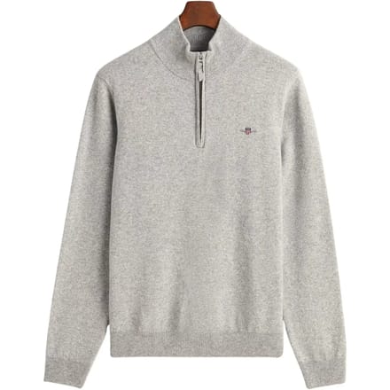 Trui GANT Men Superfine Lambswool Half Zip Grey Melange-XXL
