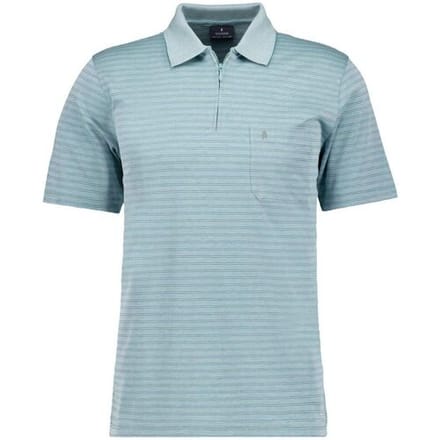 Ragman Polo Softknit Fine Duo Line Zip Collar Sage Green / male