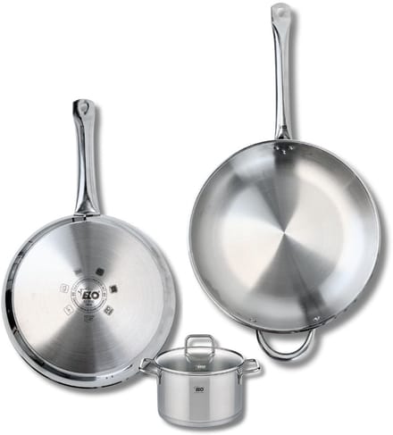 Set van 2 Koekenpannen 28 en 32 cm en 1 braadpan 14 cm Elo Profi Citrin
