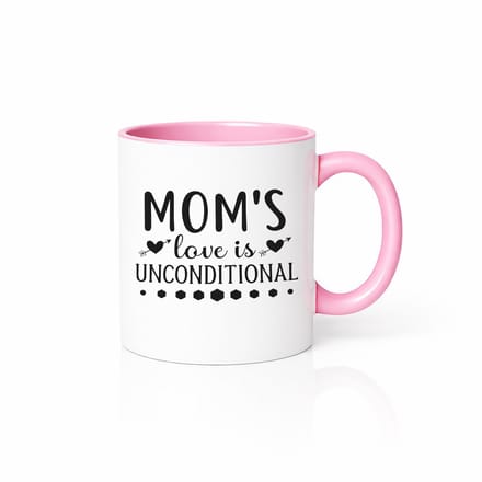 Mom's Love is Unconditional Keramische Mok - Emotioneel Moederdag Cadeau - Roze/Wit