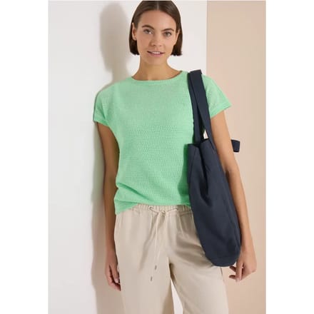 Shirt met boothals in ajour-look