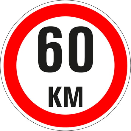 Maximaal 60 km sticker, A1 50 mm - 10 stuks per kaart