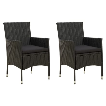 vidaXL - Tuinstoelen - 2 - st - met - kussens - poly - rattan - zwart