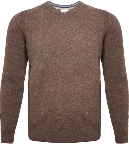 R2 Trui V-Hals Merinowol Taupe - Maat S - Heren - Pullovers