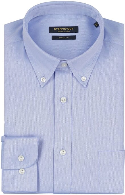 Steppin' Out Overhemd Regular-fit Dobby Lichtblauw Regular-fit - Casual Shirt