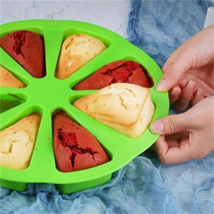Moule à gâteau rond en Silicone à 8 triangles, moule à pâtisserie, Muffin, Pizza, plateau de cuisson vert