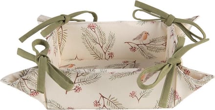 Clayre & Eef Broodmand 35x35x8 cm Beige Groen Katoen Dennentak