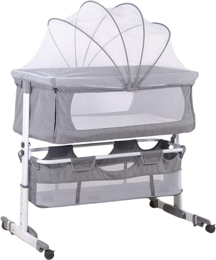 HEZIVO® Co Sleeper - Babybedje - Kinder Wieg - Campingbedje - Verstelbaar - Grijs