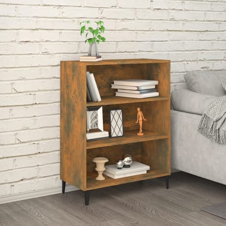 vidaXL - Dressoir - 69,5x32,5x90 - cm - bewerkt - hout - gerookt - eikenkleurig