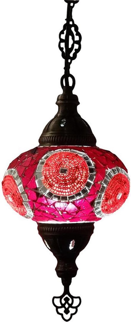 Oosterse lamp - hanglamp rood - 1 stuk - handgemaakt mozaïek glas met E-14 fitting