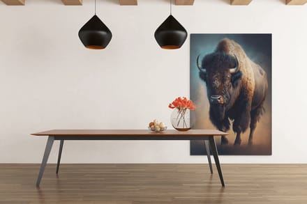 Canvas Schilderij - Dieren - Bizon - 60x40x2 cm