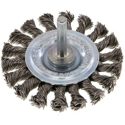 RVS Gegolfde Ronde Borstel Diameter 75 mm/ As 6 mm