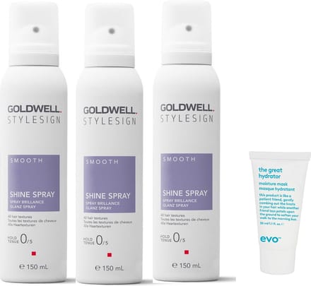 3 x Goldwell - Stylesign Shine Spray - 150 ml + WILLEKEURIG Travel Size