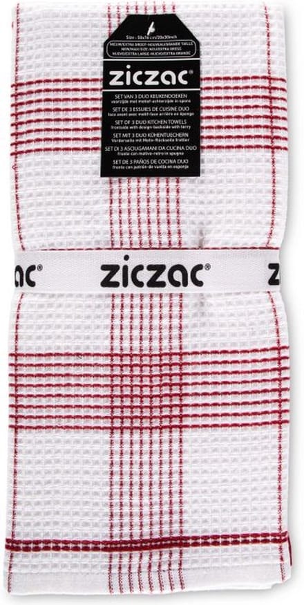 Keukenhanddoek CULINARY CULINARY DUO WAFFLE - SET/3 - 50x76 cm, rood