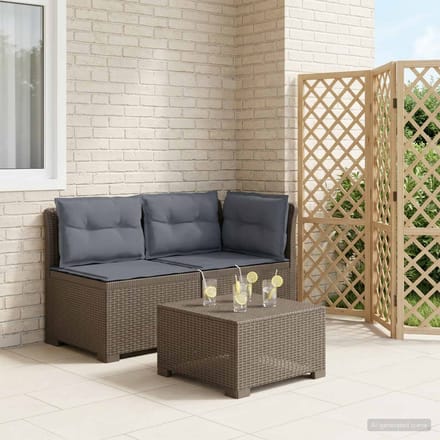 vidaXL - Twee-zits - Tuin - Sofa - met - Kussens - Rieten - Look - 2-zits - PP