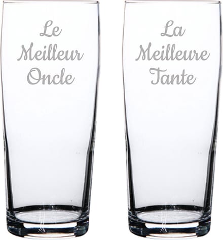 Bierfluitje gegraveerd - 19cl - Le Meilleur Oncle & La Meilleure Tante