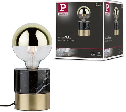 Neordic LED-tafellamp Vala E27 max. 20W Messing geborsteld, Marmer Metaal, Marmer