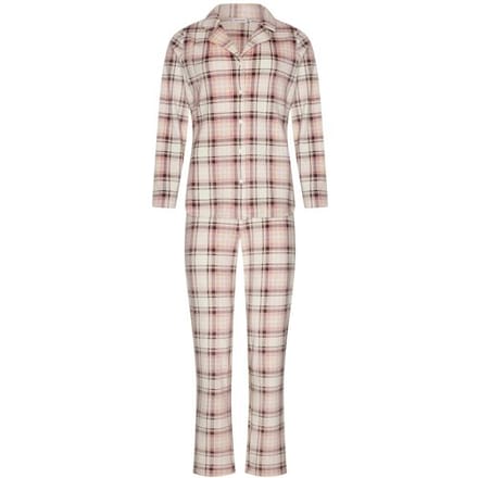 Pastunette - Pink Checks - Pyjama - Flanel/Fleece - Doorknoop - Roze - Maat 48