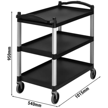 CAMBRO Serveerwagen van polypropyleen - 1015x540mm - met 3 planken - Zwart