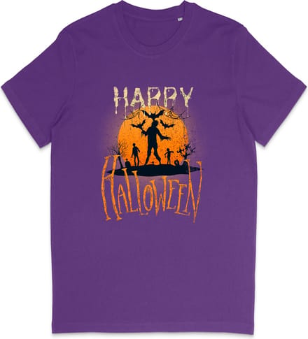 T Shirt Meisjes Jongens - Halloween Print - Paars - Maat 92