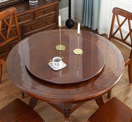 Round Clear PVC Table Cover Protector Vinyl Waterproof Plastic Tablecloth Anti-Hot Table Mat Transparent Tablecloths (Round 75" Diameter, Odorless)