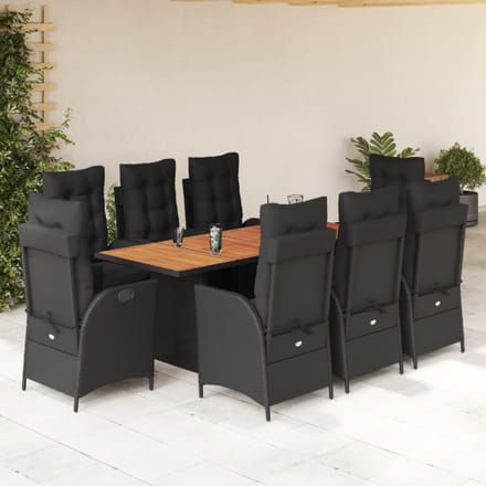 vidaXL - 9-delige - Tuinset - poly - rattan - zwart
