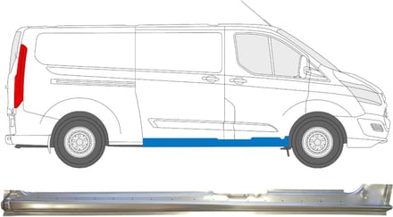 Volledige dorpel schuifdeur voor Ford Transit Custom 2013-2023 / Rechts