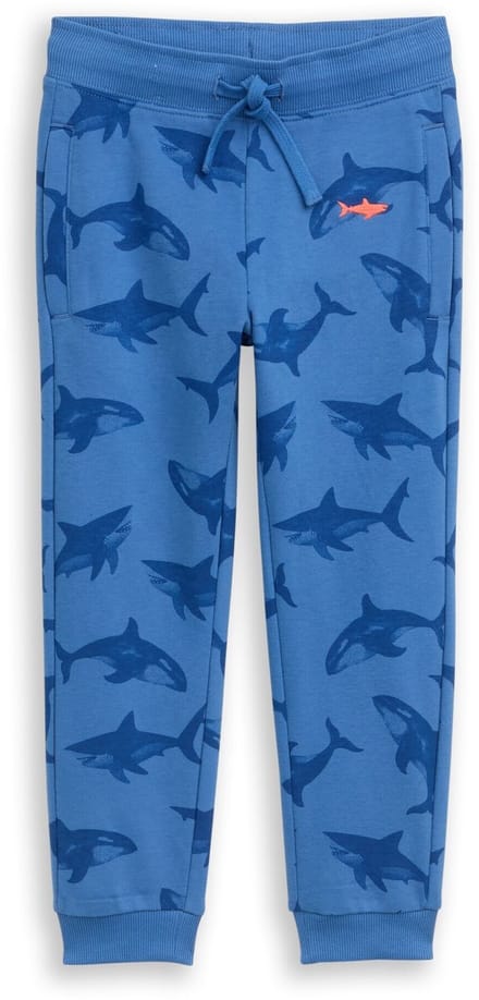 Tom Tailor - Basic joggingbroek met all-over print - Maat 92/98 - blue shark orca print