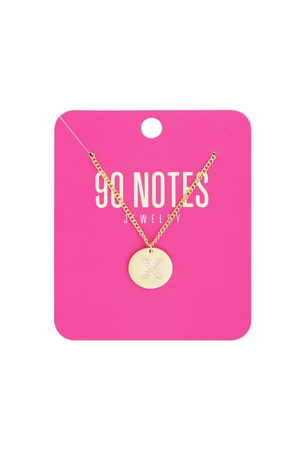 90 NOTES - Initial Strass Ketting - Letter X - goudkleurig