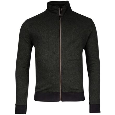 Baileys Vest 2-Tone Jacquard Doubleface Interlock Sweat Cardigan Zip Donker Groen / male