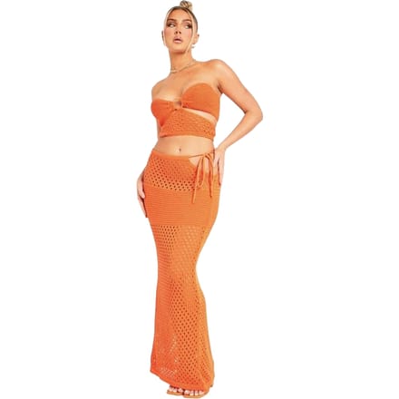 Missy Empire Dames/Dames Crochet Cut Out Crop Top (Oranje)