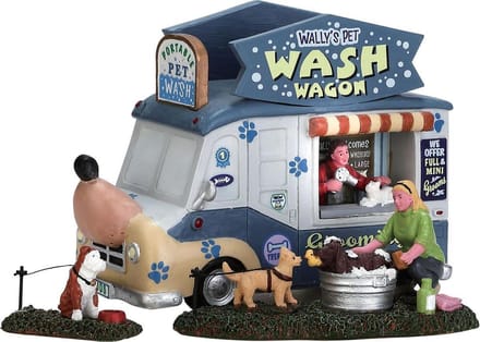 Lemax - Wally's Pet Wash Wagon , Set Of 3 uit de 2017 Collectie