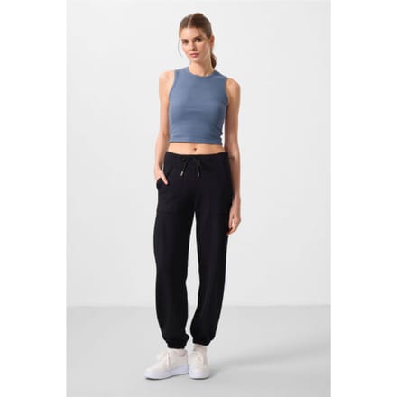 Mid Waist Crepe Relaxed Broek met Zak