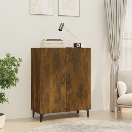 vidaXL - Dressoir - 70x34x90 - cm - bewerkt - hout - gerookt - eikenkleurig