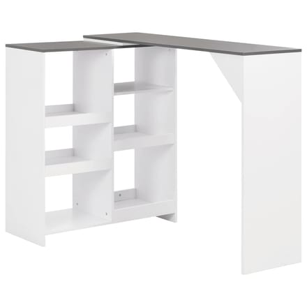 vidaXL - Bartafel - met - verplaatsbaar - schap - 138x39x110 - cm - wit