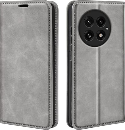 MobyDefend Hoesje - Geschikt voor OnePlus 13 - Luxe Wallet Bookcase (Magnetische Sluiting) - Grijs