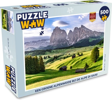 Puzzel Een groene Alpenweide bij de Alpe di Siusi - Legpuzzel - Puzzel 500 stukjes