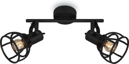 BRILONER - Plafondlamp Retro Verstelbare Rasterkap 2xE14 25W Staal Zwart
