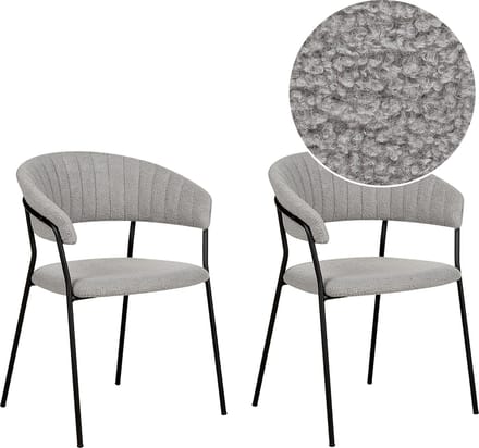 MARIPOSA - Eetkamerstoel set van 2 - Grijs - Fluweel