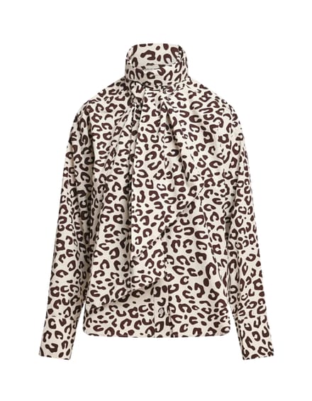 Essentiel Antwerp Pussy Bow Tie Shirt Blouses Bruin Khaleesi