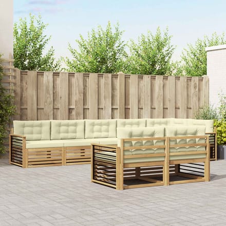 vidaXL - Buiten - bank - set - 8 - st - Wit - en - crèmekleurig - Polyester