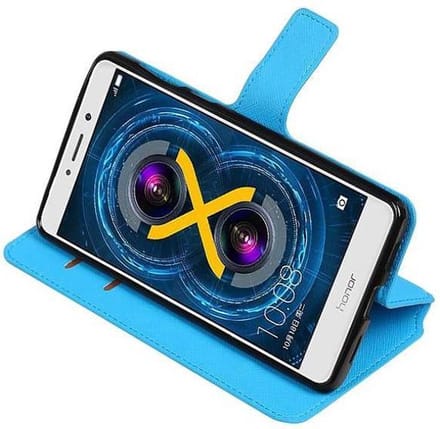 Cross Pattern TPU Bookstyle Wallet Case Hoesjes Geschikt voor Huawei Honor 6X Blauw