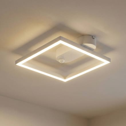 Lindby LED plafondlamp Yulla, wit, bewegingsmelder