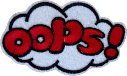 Patchy® – Oops Tekstwolk Strijk Applicatie Embleem Patch 8.8 cm / 5.4 cm / Rood Wit Zwart - Patches