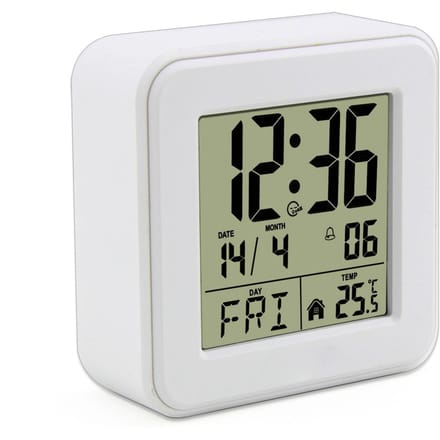Digitale Wekker, Bureauklok met Groot Scherm, Nachtkastklok met Temperatuur, Draagbare Klok met wit